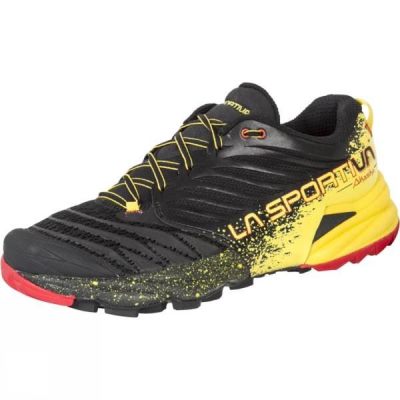 Zapatillas Running La Sportiva Akasha Hombre Negras / Amarillo - Chile AYX902817